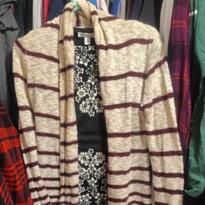 LONDONJEAN Cream and Brown Striped Dress